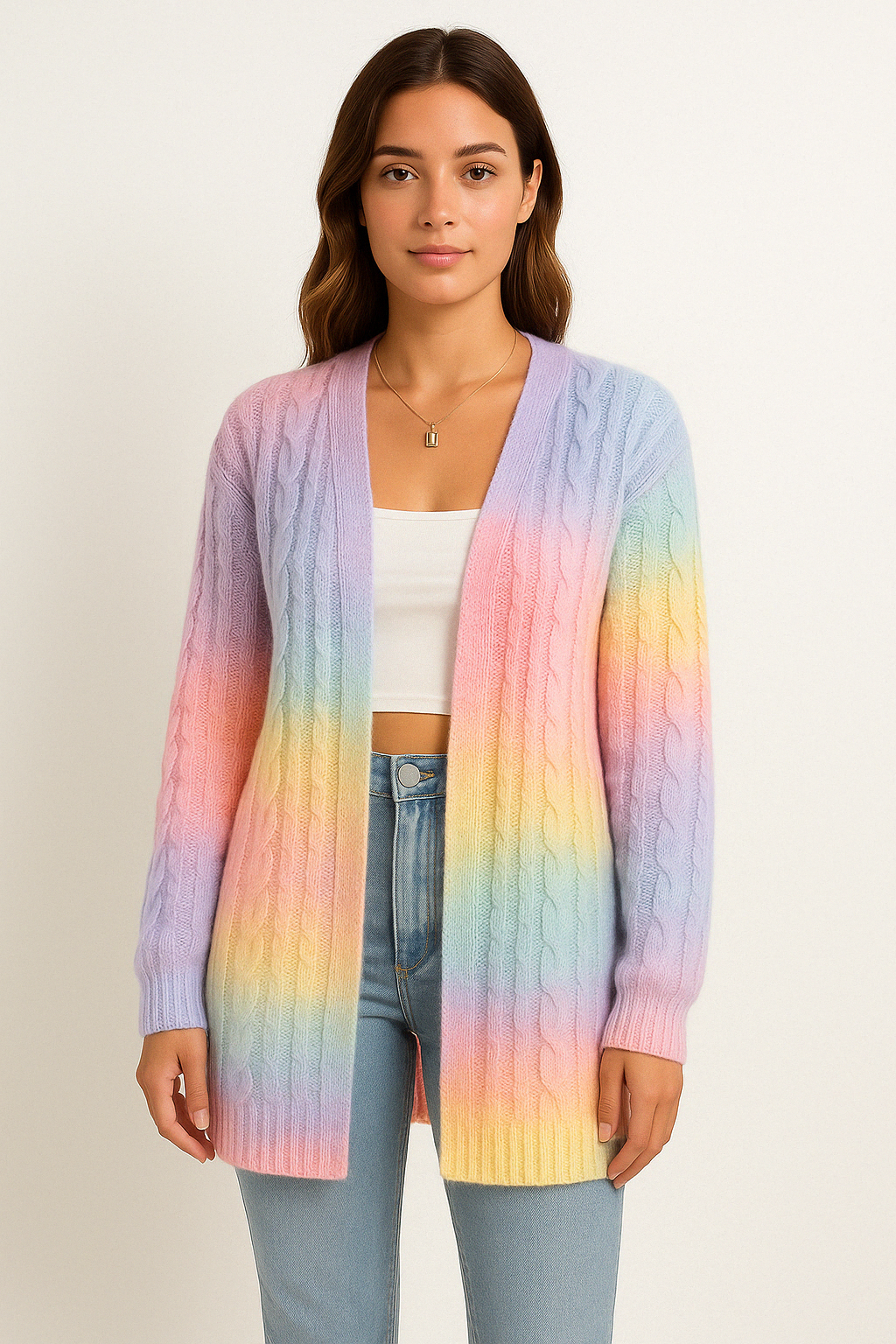 Women’s Cardigan – Oversized Fit – Cable Knit – Open Front – Casual Layer