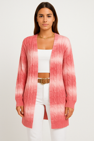 Women’s Cardigan – Oversized Fit – Cable Knit – Open Front – Casual Layer