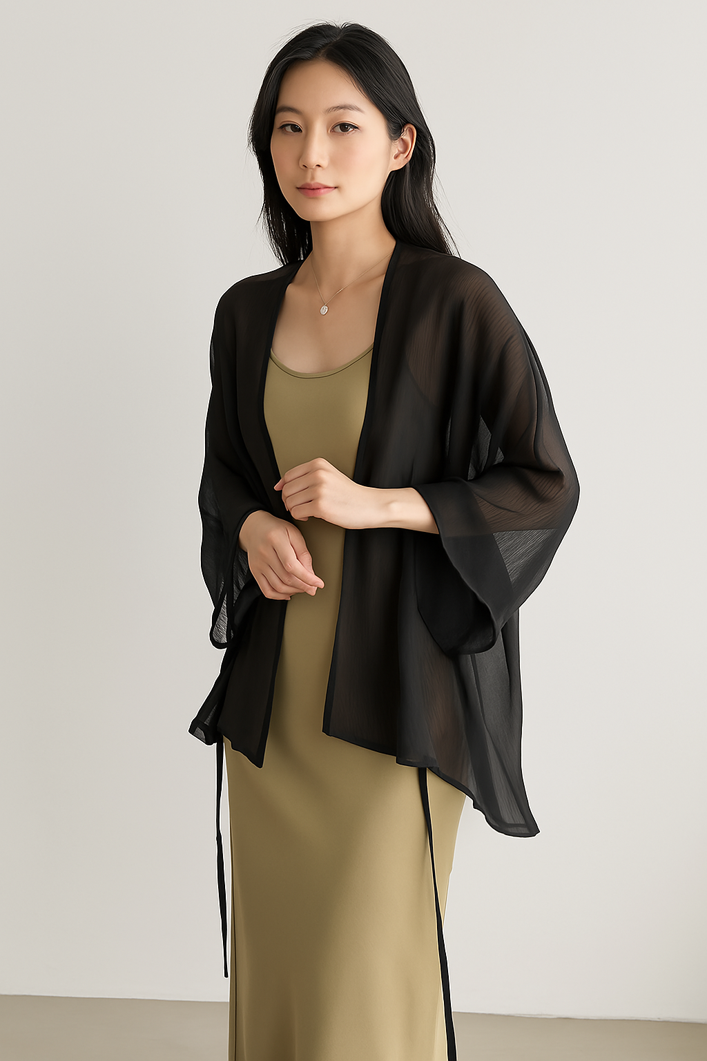Women’s Cardigan – Sheer Lightweight Fabric – Loose Fit – Long Sleeve Open Front