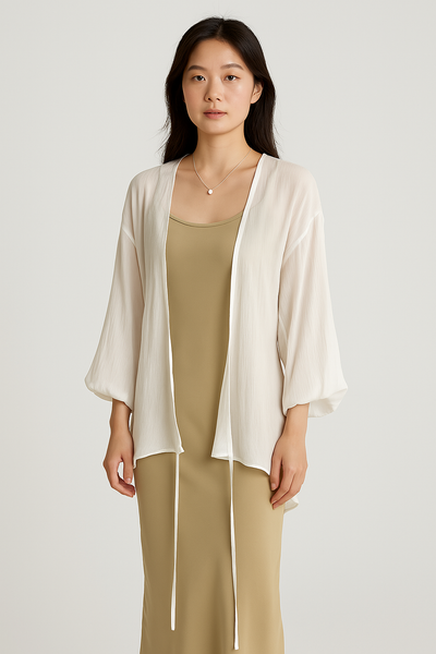 Women’s Cardigan – Sheer Lightweight Fabric – Loose Fit – Long Sleeve Open Front