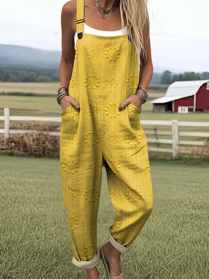 Daisy - Women's jumpsuit with vintage floral pattern and art print
