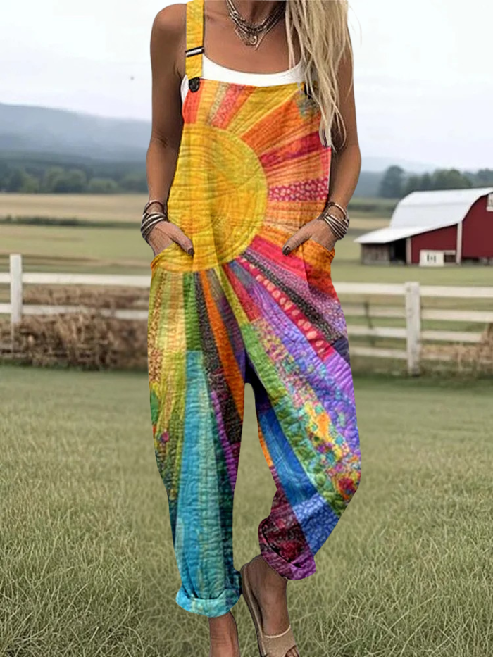 Hope - Women's Modern Art Pattern Print Casual Wide Leg Jumpsuit