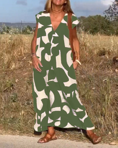 Keira - Irregular Geometric Print Sleeveless Dress