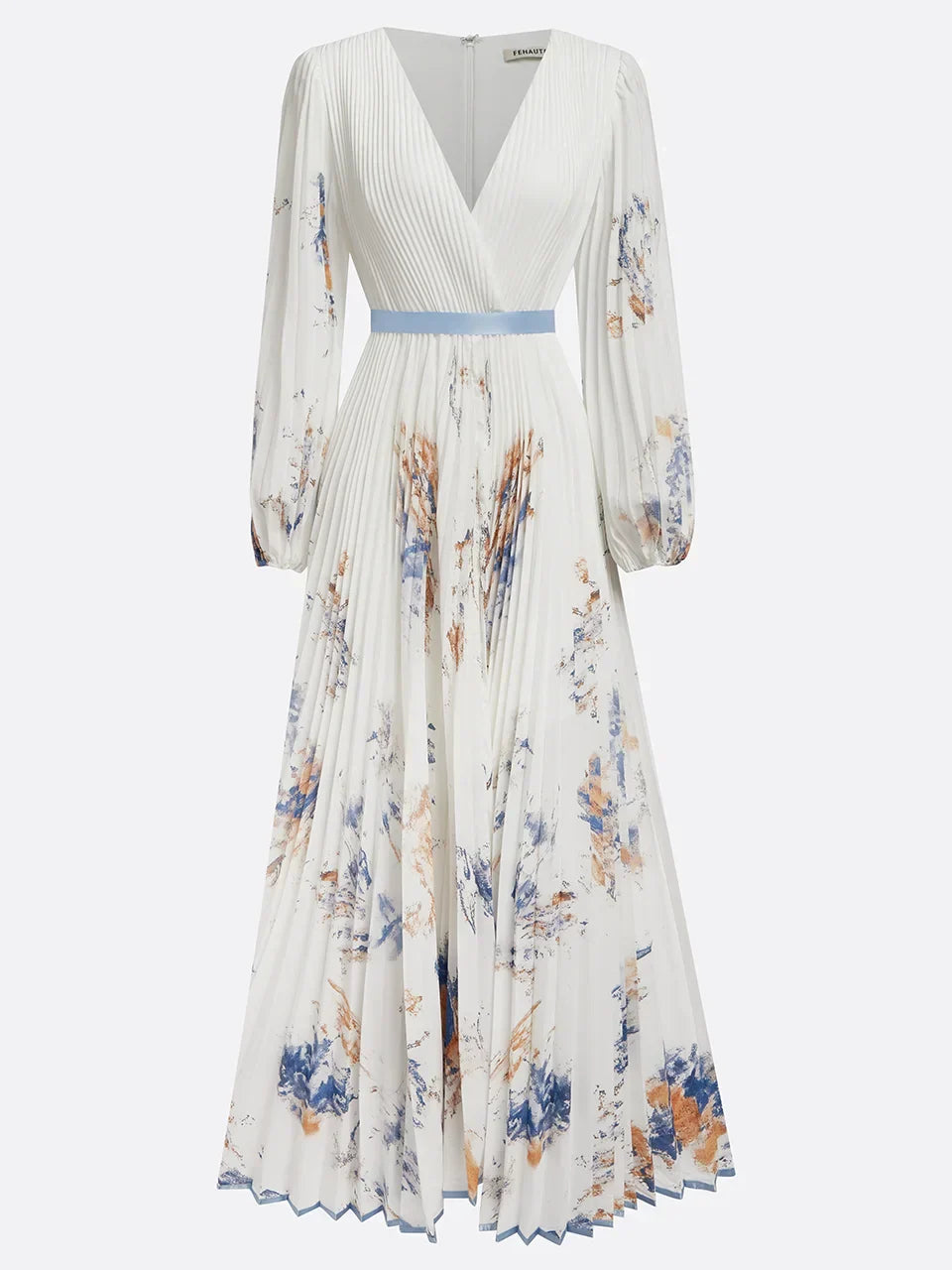 Nora - Elegant V-Neck Puff Sleeves Maxi Dress