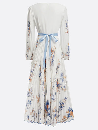 Nora - Elegant V-Neck Puff Sleeves Maxi Dress