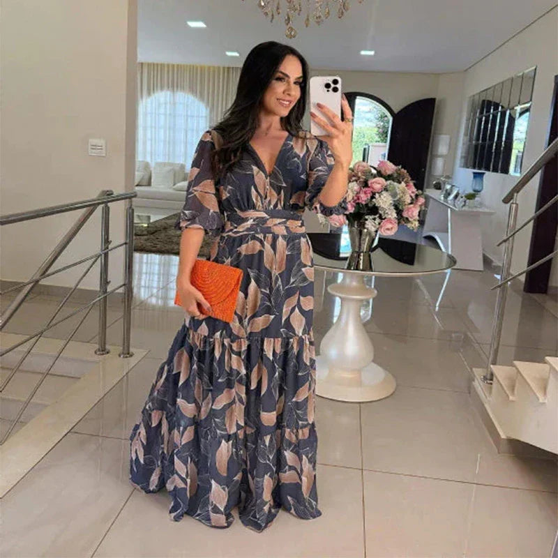 Camille - Long floral dress with a comfortable fit for elegant days