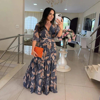 Camille - Long floral dress with a comfortable fit for elegant days