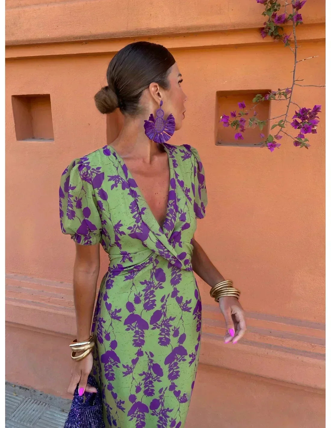 Vienna - Boho V-Neck Floral Pleated Dress