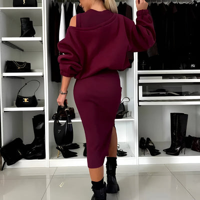 Naomi - Elegant Two-piece Set (Dress + Pullover)