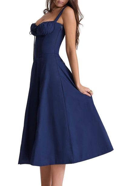 Alicia - Elegant French Style Belted Strap Dress