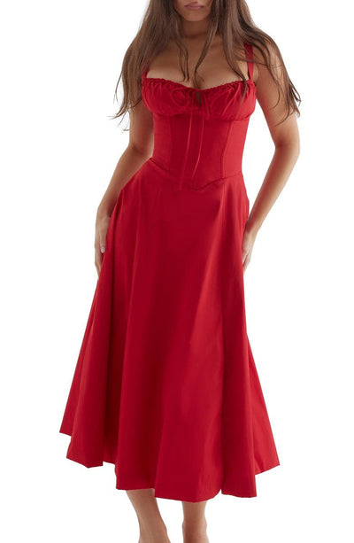 Alicia - Elegant French Style Belted Strap Dress