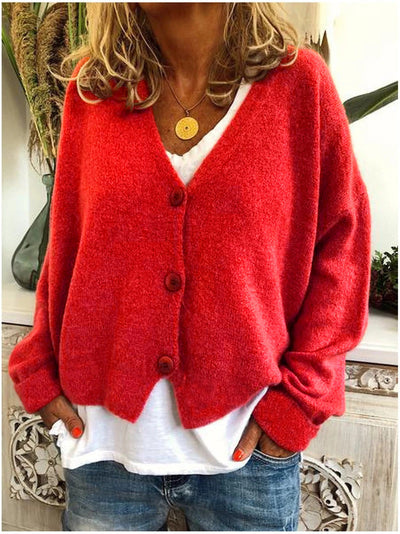 Women’s Cardigan – Soft Knit – Relaxed Fit – V-Neck – Button Front – Casual Layer