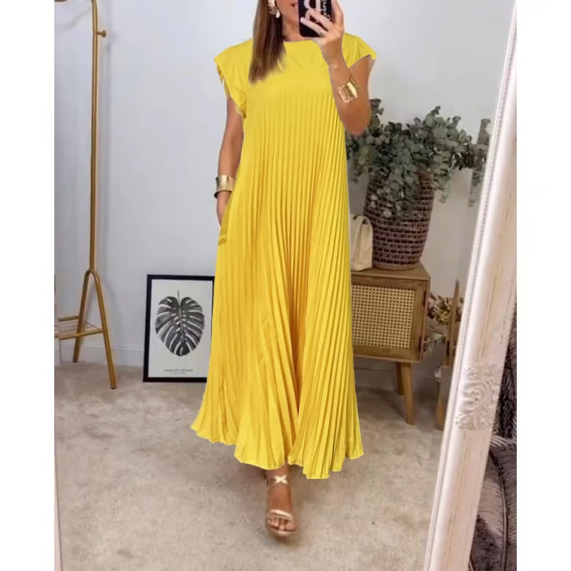 Lisa - Elegant Spliced Pleated Maxi Dress