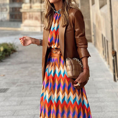 Lydia - Geometric Prints Long Party Dress