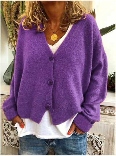 Women’s Cardigan – Soft Knit – Relaxed Fit – V-Neck – Button Front – Casual Layer