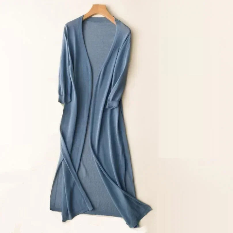 Lightweight Long Cardigan - Women's Open Front Sweater, Breathable Layer