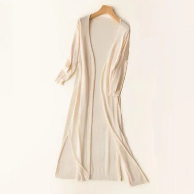 Women’s Long Cardigan – Lightweight Knit – Open Front – 3/4 Sleeve – Layering Essential