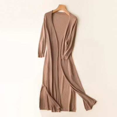 Lightweight Long Cardigan - Women's Open Front Sweater, Breathable Layer