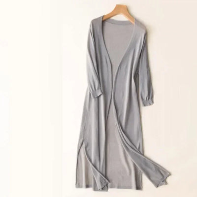 Women’s Long Cardigan – Lightweight Knit – Open Front – 3/4 Sleeve – Layering Essential