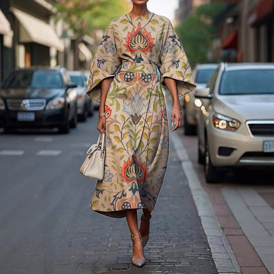 Kennedy - Stylish Batwing Sleeve Long Dress