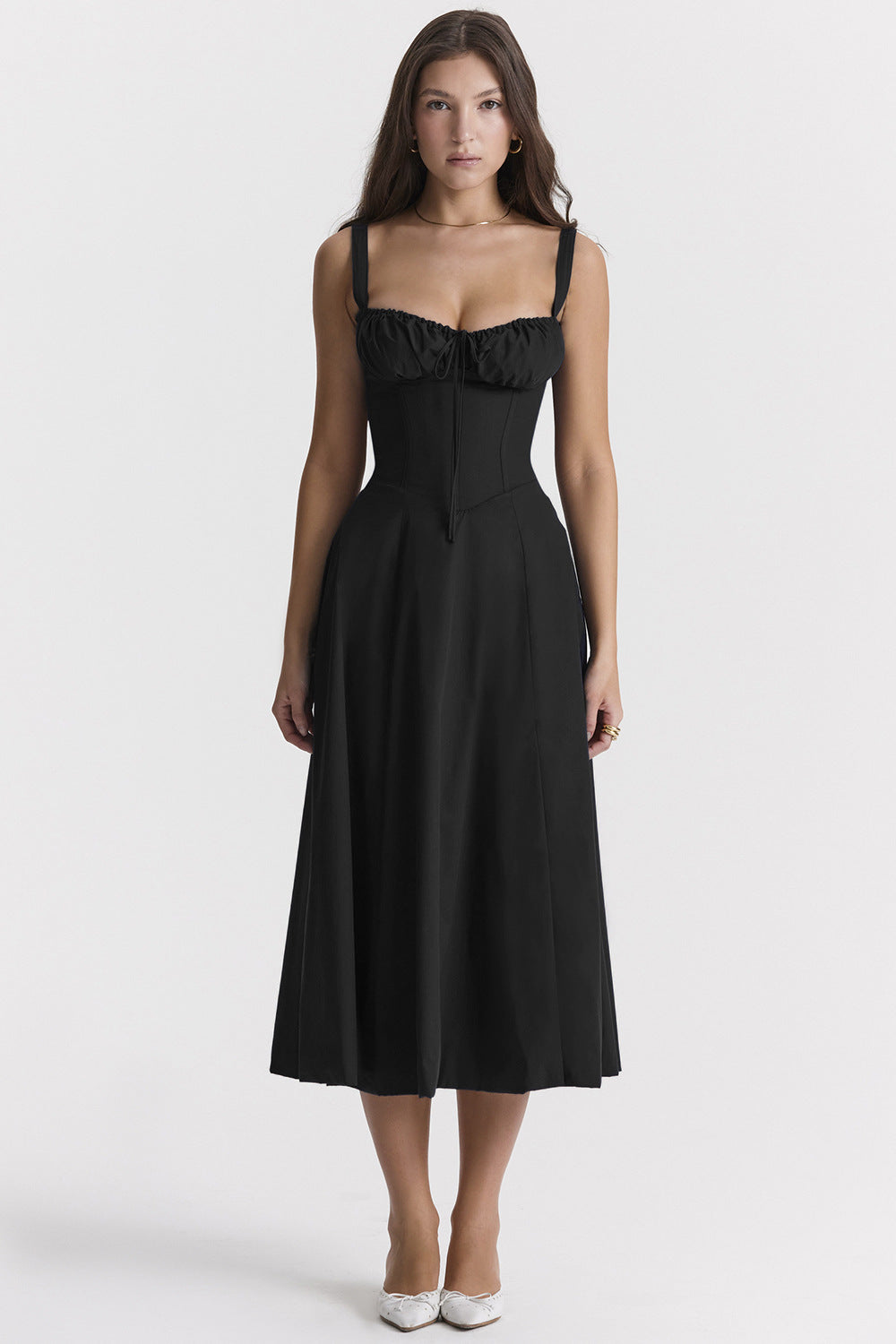 Alicia - Elegant French Style Belted Strap Dress