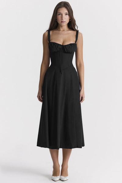 Alicia - Elegant French Style Belted Strap Dress