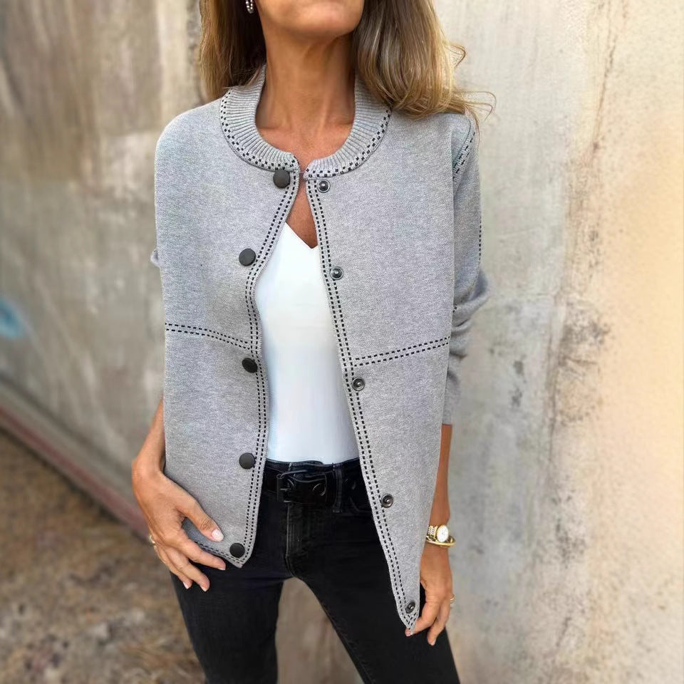 Women’s Sweater Jacket  – Relaxed Fit – Button Front – Long Sleeve – Pockets