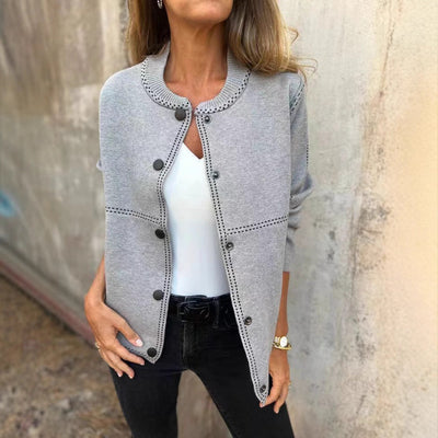 Women’s Sweater Jacket  – Relaxed Fit – Button Front – Long Sleeve – Pockets
