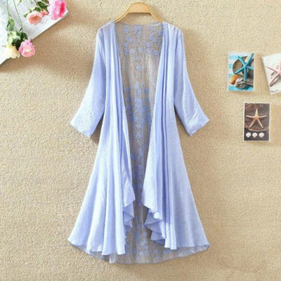 Women’s Mid-Length Cardigan – Lace Back – Open Front – Loose Fit