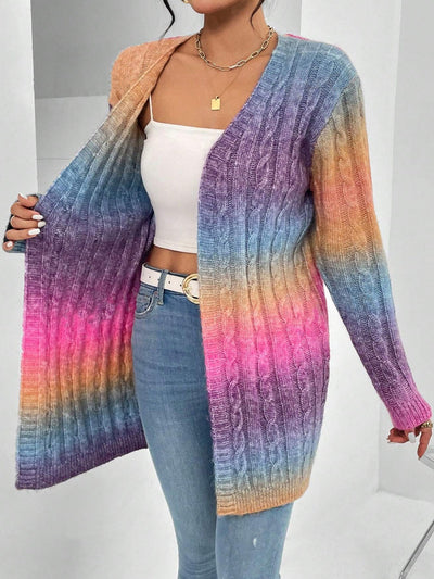 Women’s Cardigan – Oversized Fit – Cable Knit – Open Front – Casual Layer