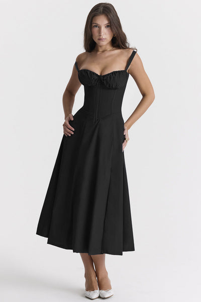 Alicia - Elegant French Style Belted Strap Dress