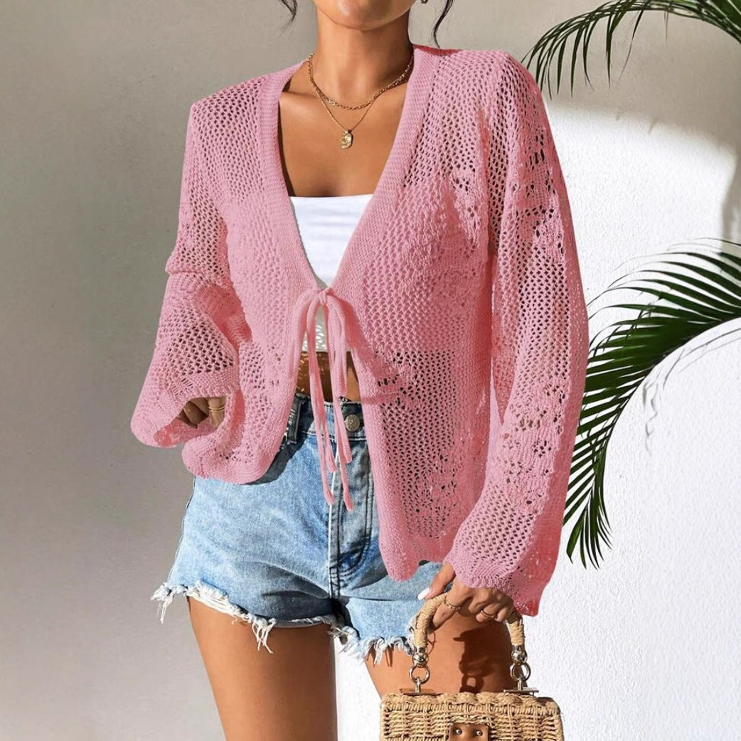 Women’s Knitted Cardigan – Open Front – Loose Fit – Lightweight Breathable Layer