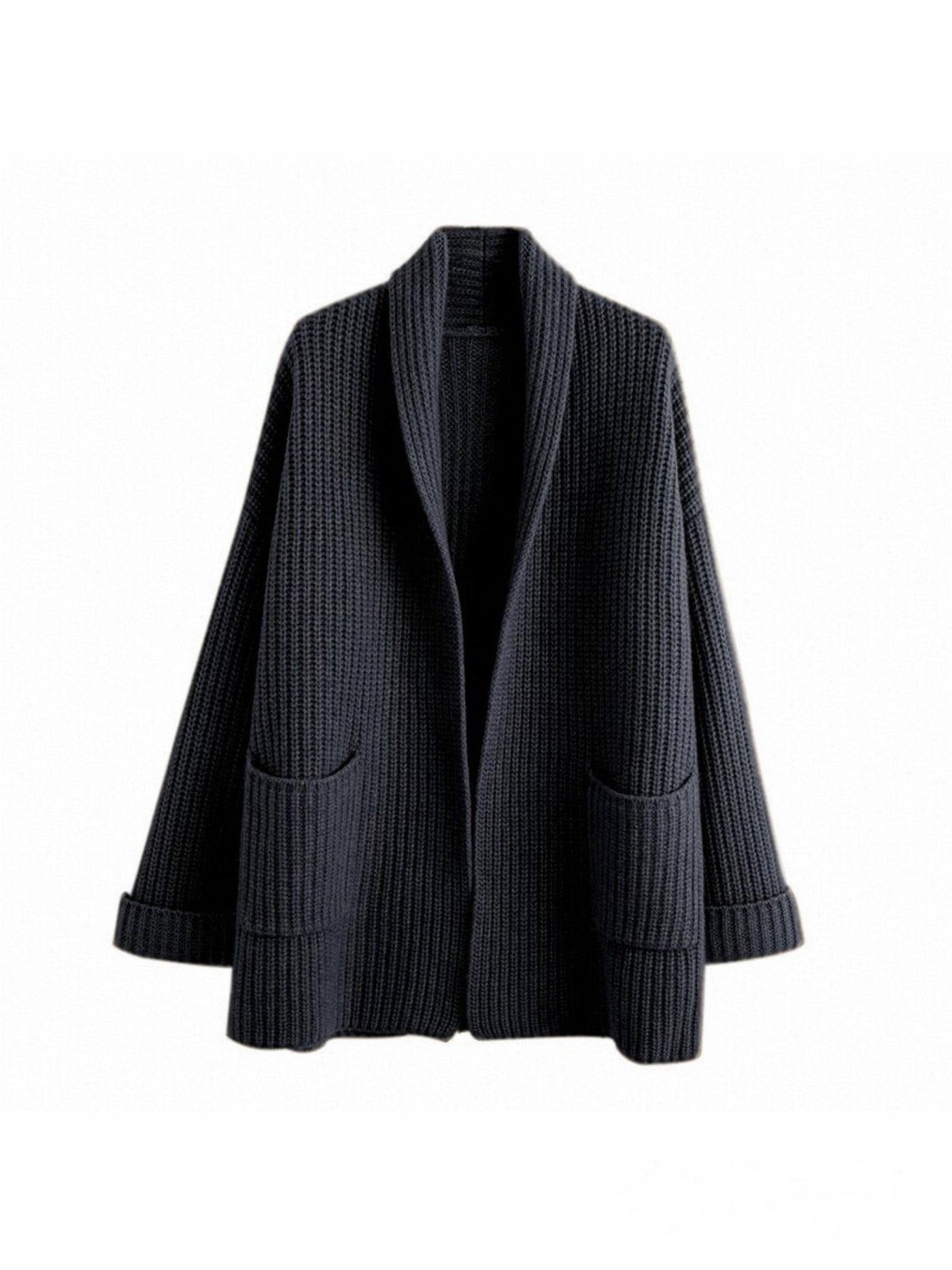 Women’s Cardigan – Oversized Fit – V-Neck – Ribbed – Long Sleeve – Pockets