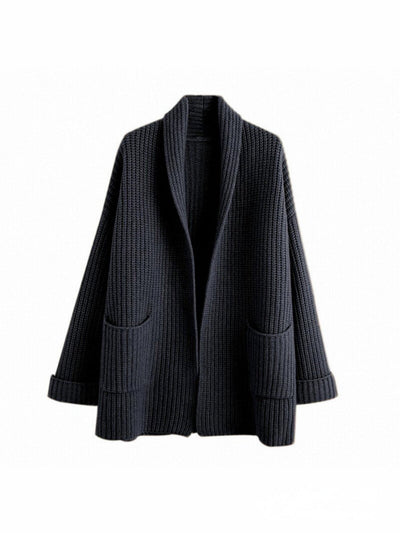 Women’s Cardigan – Oversized Fit – V-Neck – Ribbed – Long Sleeve – Pockets