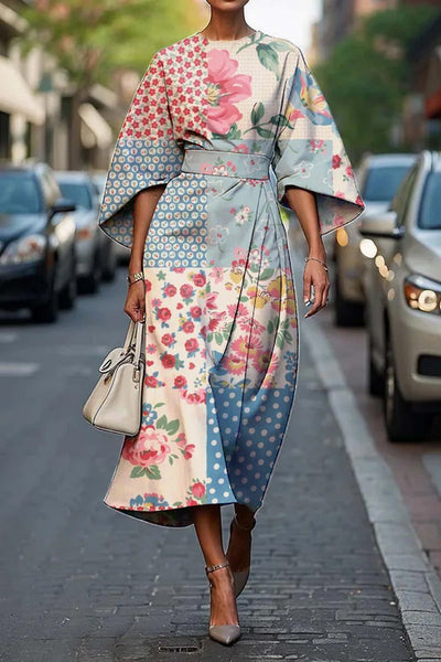 Kennedy - Stylish Batwing Sleeve Long Dress