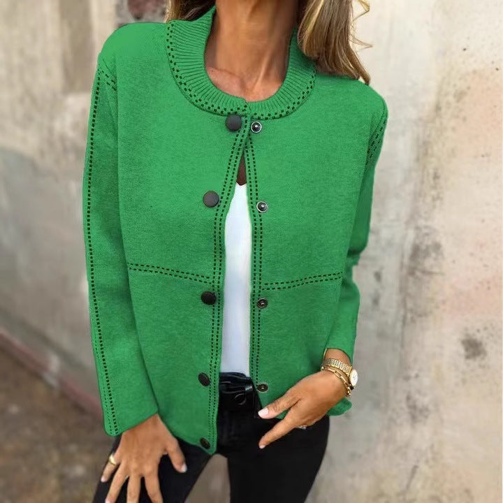 Women’s Sweater Jacket  – Relaxed Fit – Button Front – Long Sleeve – Pockets