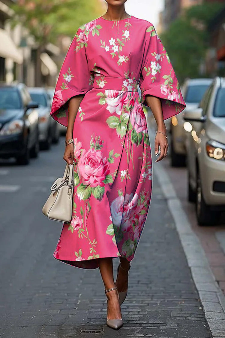 Kennedy - Stylish Batwing Sleeve Long Dress