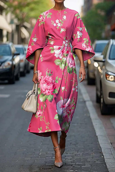 Kennedy - Stylish Batwing Sleeve Long Dress