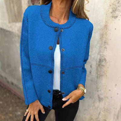 Women’s Sweater Jacket  – Relaxed Fit – Button Front – Long Sleeve – Pockets