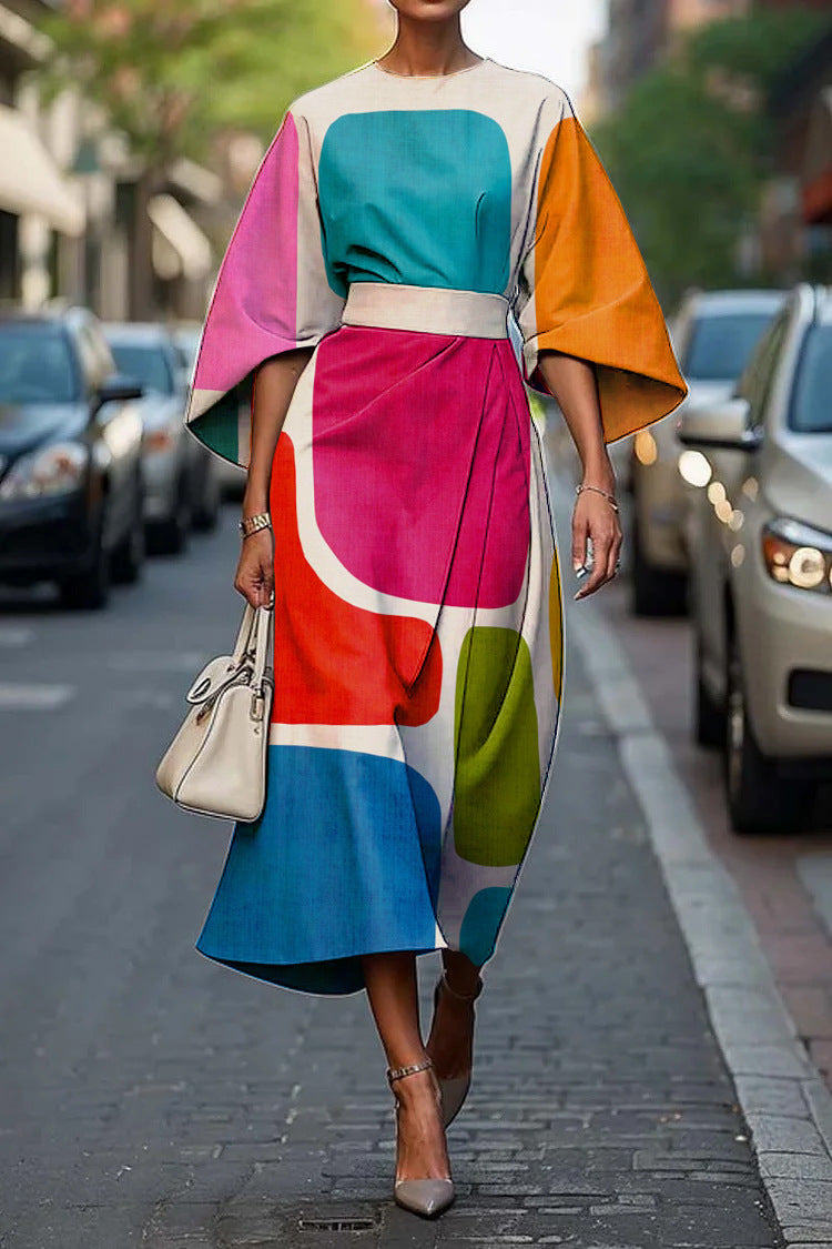 Kennedy - Stylish Batwing Sleeve Long Dress