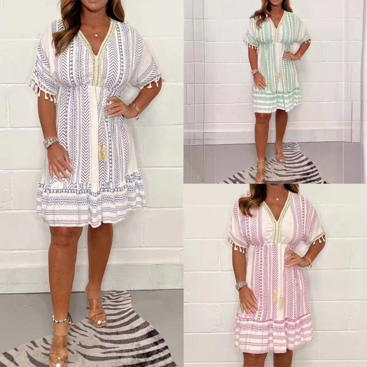 Gail™ - BOHEMIAN VINTAGE DRESS WITH ETHNIC PRINT
