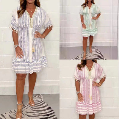 Gail™ - BOHEMIAN VINTAGE DRESS WITH ETHNIC PRINT
