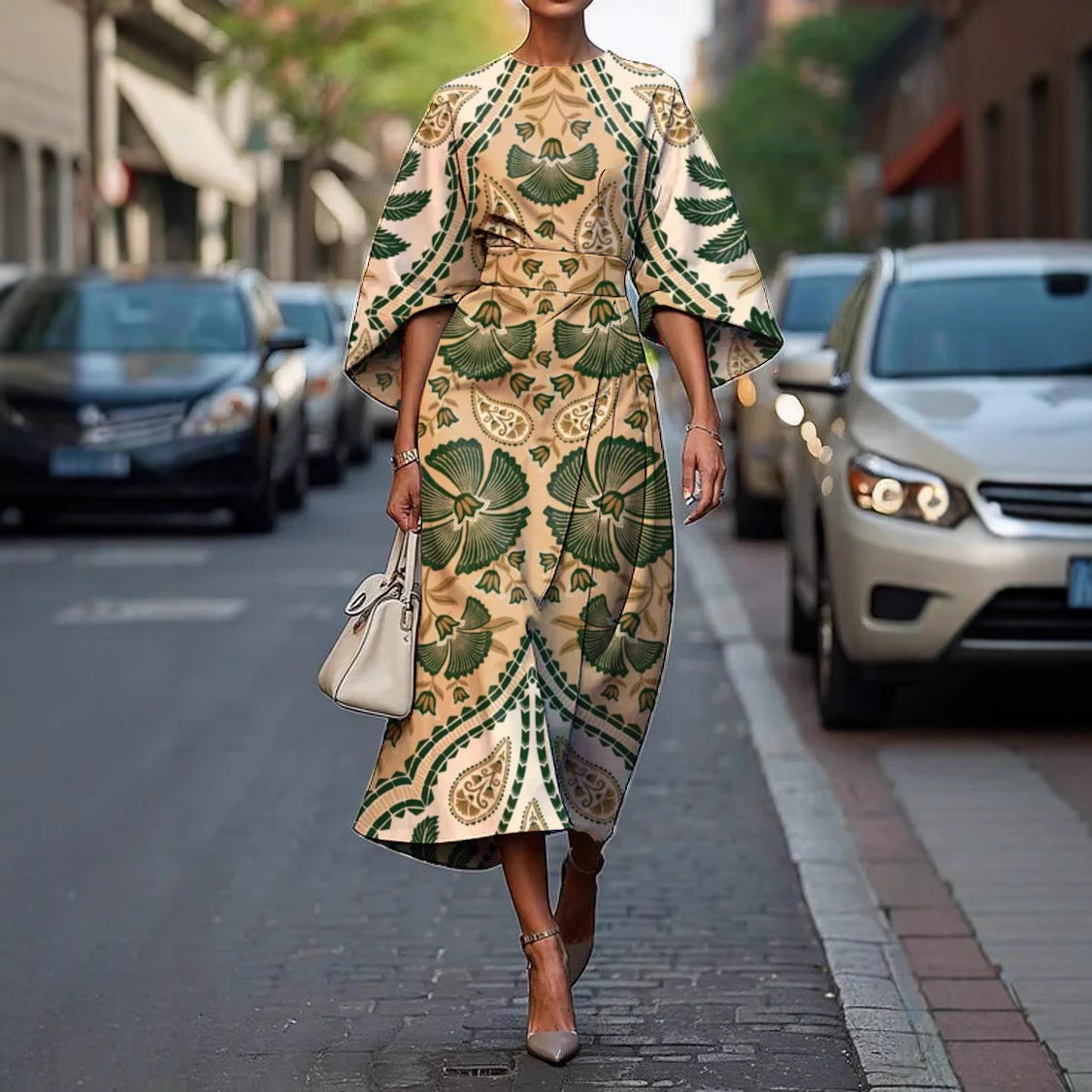 Kennedy - Stylish Batwing Sleeve Long Dress
