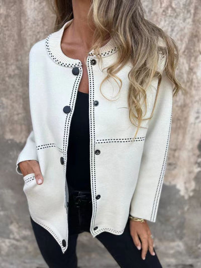 Women’s Sweater Jacket  – Relaxed Fit – Button Front – Long Sleeve – Pockets