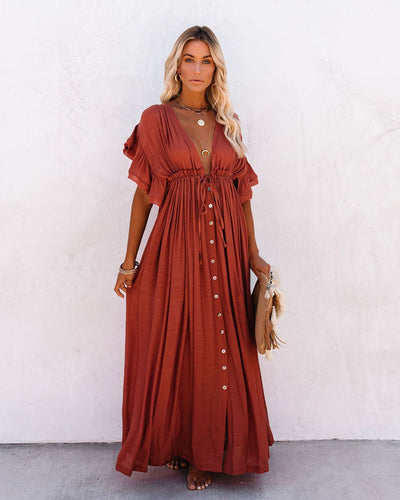 Audrey - Boho V-Neck Kimono Beach Cover-Up Dress