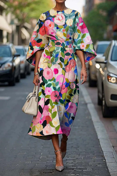Kennedy - Stylish Batwing Sleeve Long Dress
