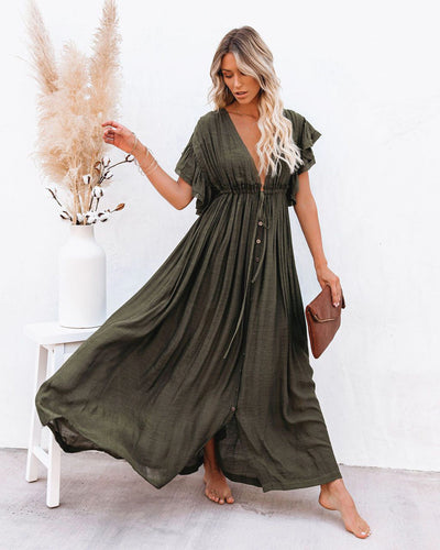 Audrey - Boho V-Neck Kimono Beach Cover-Up Dress