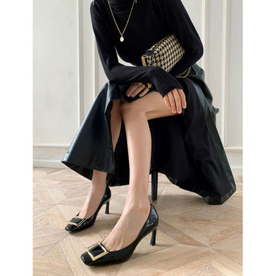 Teona™ - Elegant sandals with square toe and medium heel for a refined style