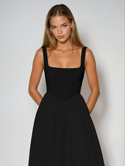 Winter - Elegant Solid Sleeveless A-Line Midi Dress