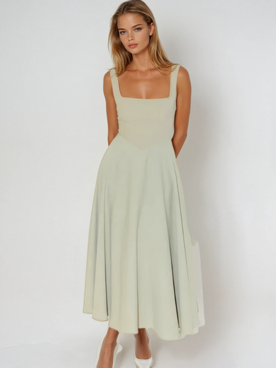 Winter - Elegant Solid Sleeveless A-Line Midi Dress